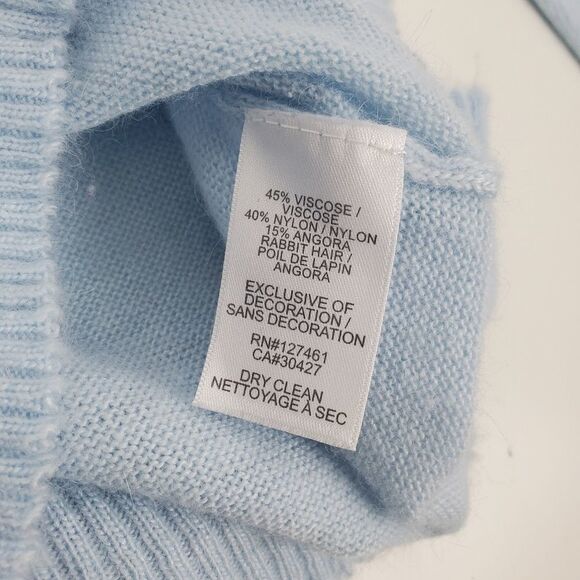 WILDFOX White Label Rabbit Hair Heart Sweater Sequin V Neck Pullover Lightweight - Picture 8 of 10